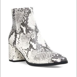 Snake Skin Low Heel Booties